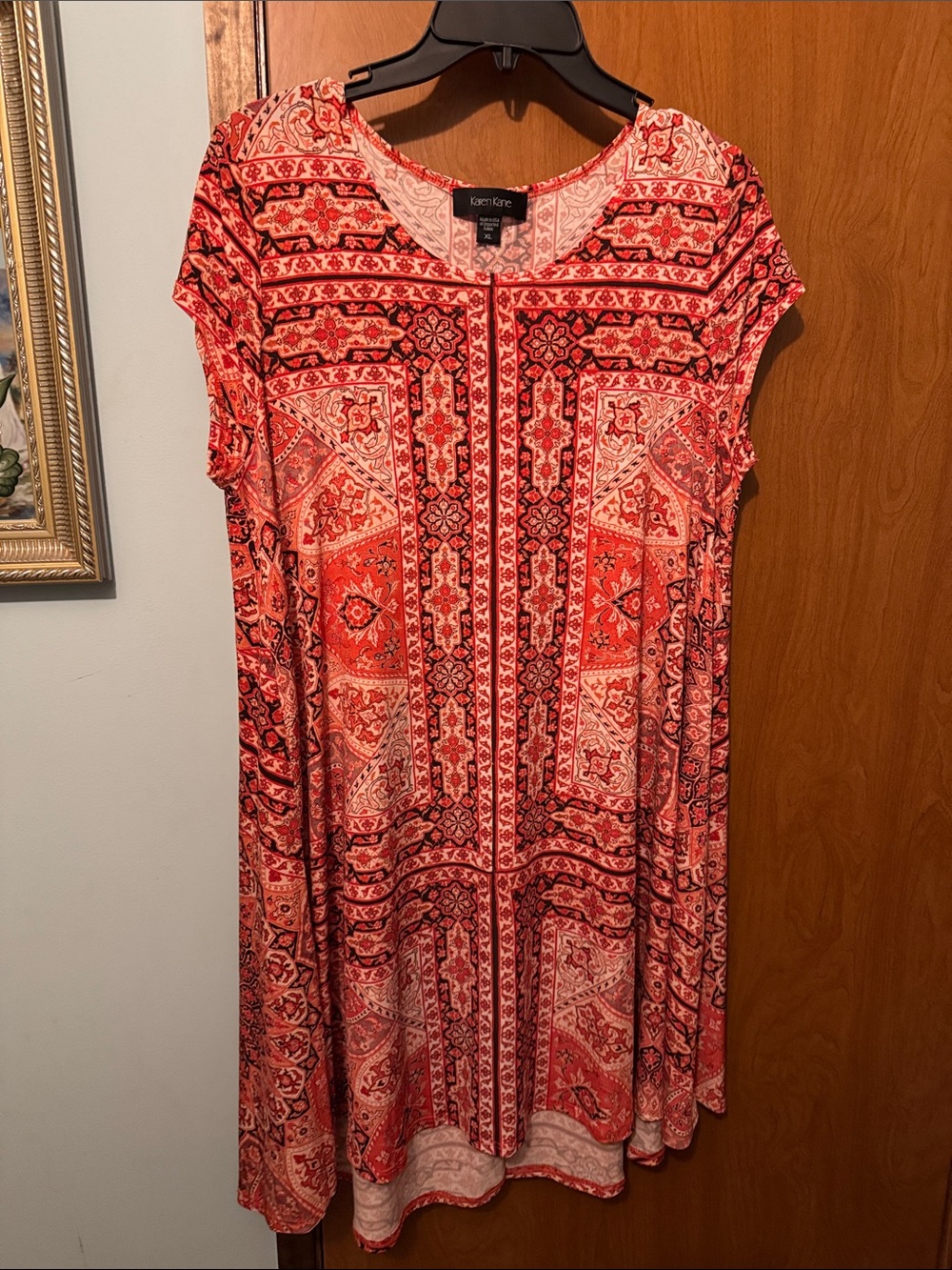 Karen Kane Coral & Red Printed Swing Dress